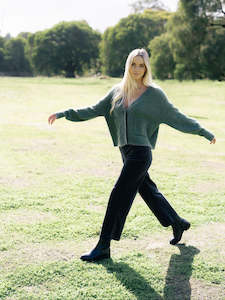 Romi Cardi in Green/Grey