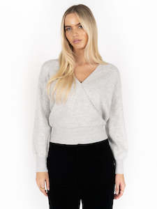 Jumpers And Cardigans: Mika Wrap Top in Light Grey