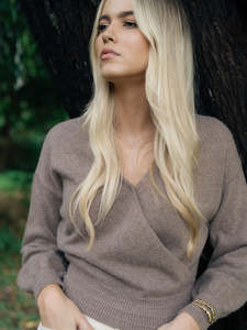 Jumpers And Cardigans: Mika Wrap Top in Mocha