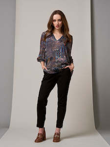 Shirts And Tops: Liberty Blouse in Indigo Multi
