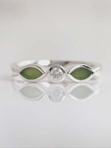 Nick Von K: Pounamu/Cubic Zirconia Blossom Ring
