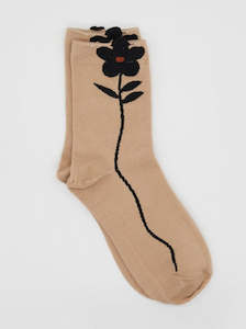 Stella + Gemma Tan Flower Socks