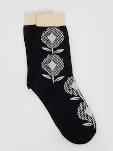 Stella + Gemma Black Flower Socks