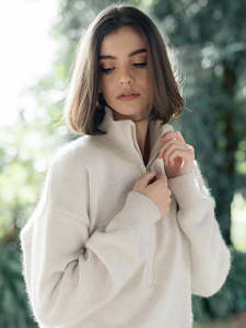 Knox Zip Sweater in Almond