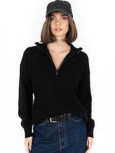 Knox Zip Sweater in Black