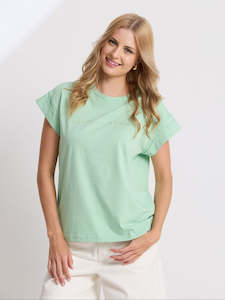Stella And Gemma: Cuff Tee in Snifter Green