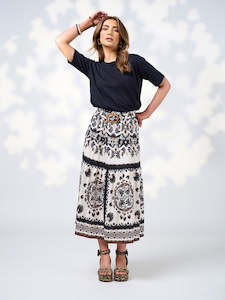 Bottoms: Zoe Skirt in Ecru Multi