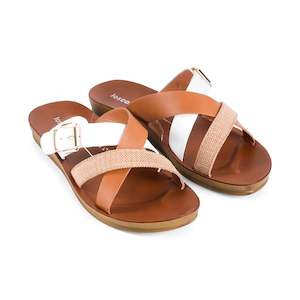 Brik Slide in White/Raffia