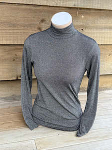 L/S  Lurex Turtleneck Cashmere Modal Black