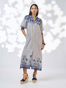 Xanthe Shirt Dress in Indigo Multi