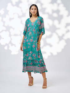 Anaphora Midi Dress in Aqua Multi