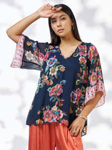 Mystic Rose Blouse in Indigo Multi