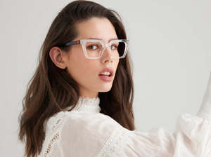 Mia reading Glasses in Crystal