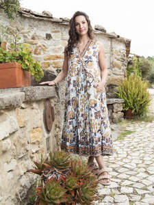 Orientique: Macieo V Neck Sleeveless Dress