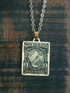 Gifts For Her: Aoraki Mt Cook – 1898 Pictorial Stamp Necklace