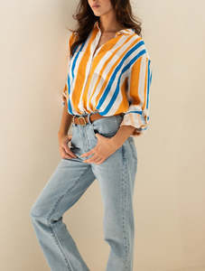 Hut Clothing: Boyfriend Linen Shirt in Zanzibar Stripe