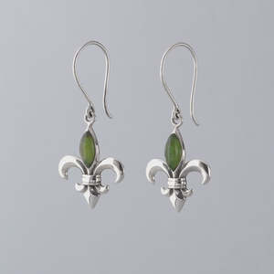 Nick Von K: Pounamu Fleur de Lis Earrings