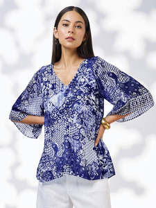 Shirts And Tops: Isla Blouse in Cobalt Multi