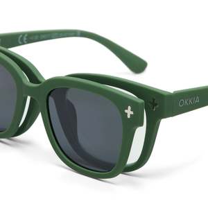 Reading Glasses: Giovanni Reading Glasses in Green & Clip On Sun Mask