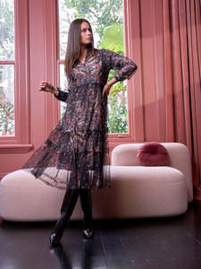 Dresses: Antoinette Tulle Dress in Black Multi