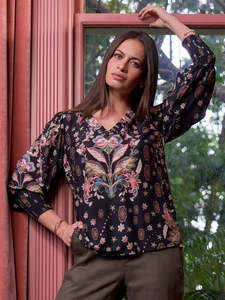 Antoinette Blouse in Black Multi