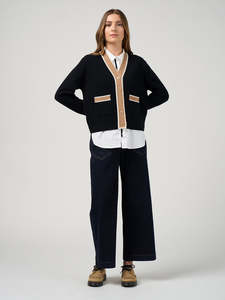 College Cardi in Black/Camel