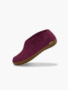 Glerups Felted NZ Wool Shoe With Honey Rubber Sole - Cranberry
