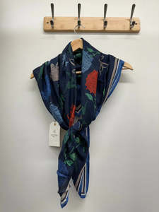 Nice Things Kiku Print Scarf - Blue