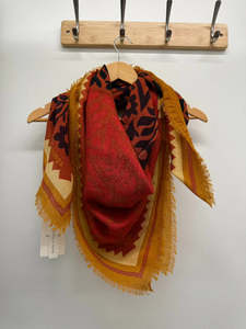 Gifts For Her: Nice Things Folk Print Scarf - Brown