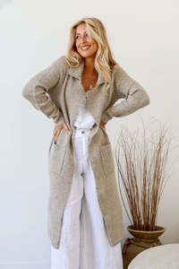 Haven Longline Cardi in Oatmeal