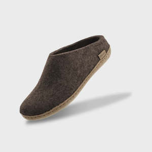 Glerups Felted NZ Wool Slip On with Leather Sole - Chestnut