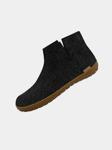 Glerups Boot: Glerups NZ Felted Wool Boot with Honey Rubber Sole - Charcoal