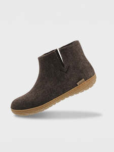Glerups Felted NZ Wool Boot with Honey Rubber Sole - Chestnut