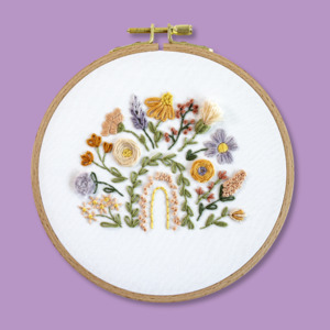 Embroidery Pattern Kits: Floral Rainbow Sampler Embroidery Kit