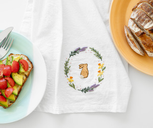 Embroidery: Spring Rabbit Kitchen Towel Beginner Kit