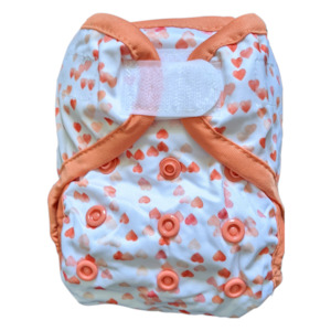 Newborn Nappy Cover - Peach Hearts