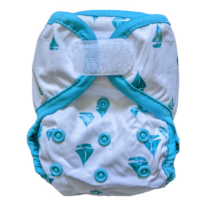 Nappy Covers: Newborn Nappy Cover - Teal Boats