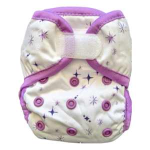 Newborn Nappy Cover - Purple Stars