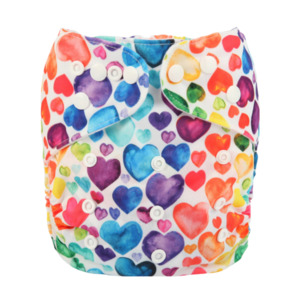 Nappy Care Card Collection: Basic Pocket Nappy - Rainbow Hearts