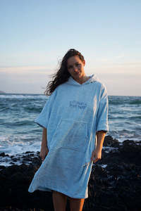 Powder blue Hibiscus hoodie towel