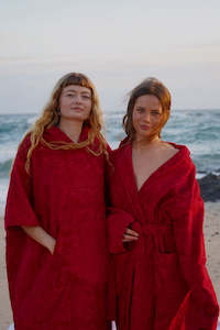 Cherry Red Hibiscus hoodie towel