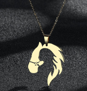 Jewelry And Accessories: Gold Stainless Steel Horse Head Necklace