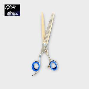 Scissors: GEM Blue Stone Straight Chunkers 7.5" Scissors - Lefthanded