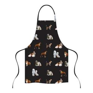 Pet Grooming Apron with Dogs - Black