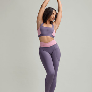 CLQ Flex Compression Tights - Dark Purple & Pink