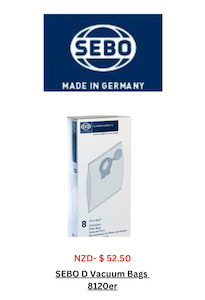Our Sebo Range Of Vacuum Cleaners: Sebo Bags  D4 Pkt 8 MF