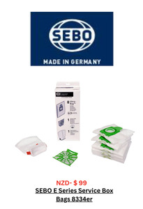 Our Sebo Range Of Vacuum Cleaners: Service Box MF Sebo E1-E3 Bags+Filters