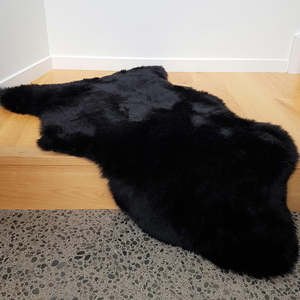 Interiors Homewares: Long Wool Sheepskin Single Rug - Black