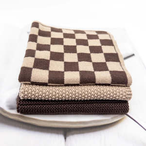 Ecovask Dishcloth Variety 3pk - Choc Hummus Checker