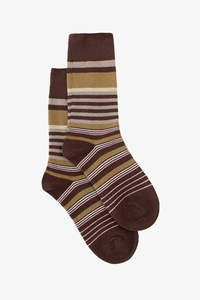 Khaki + Choc stripe sock